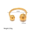 Polished golden horseshoe ring with spherical ends, 2.0cm inner diameter minimalist style - Gold Horseshoe Ball Ring