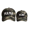 Camo baseball hat set with MAMA and MINI chenille patches for mother and child - Camouflage-Parent-Child Set