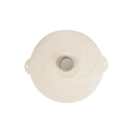 Creamy white silicone stretch lid in circular shape with spiral texture and grey handle - 8 Inch (24CM)