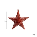 Sparkly orange-red Christmas star hanging ornament with 15cm height and glitter finish - 15CM / Red