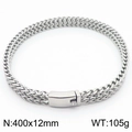 Collana a catena a spiga argento placcato sottovuoto, larghezza 12mm e peso 105g - 12mm di Larghezza - Argento (KN286237-KJX)