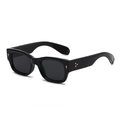 Classic black rectangular sunglasses with gold arrow rivets and dark lenses for style - Black Frame Grey Lens C1