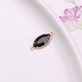 Golden marquise connector with black crystal gemstone for DIY jewelry making - Black