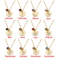 Set de 12 collares dorados con flores de nacimiento y piedras natales de colores en rejilla - Dorado