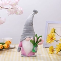 Pink tulip flower gnome plush decoration for Mother's Day and home interior display - Grey