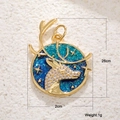 Golden reindeer opal pendant with starry blue gradient and white zircon inlay charms - Dark Blue Elk Pendant (A0118)
