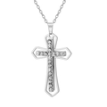 Men's hip hop silver cross pendant necklace with sparkling crystal pave setting - Cross Chain - Silver Cross