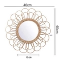 Miroir mural en rotin bohème 40cm avec pétales tissés à la main et miroir rond central - 40CM / Style P