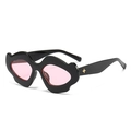Lip-shaped punk sunglasses with black thick frames and pink translucent lenses - Black Frame Pink Lens