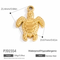 Ciondolo a tartaruga in acciaio inossidabile dorato 18K impermeabile e ipoallergenico - PJ91554-Tartaruga Realistica