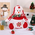 Pot à bonbons bonhomme de neige de Noël avec bonnet rouge et motif de flocons blancs - Père Noël