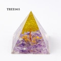 Orgone pyramid TREE005 with yellow citrine tree and purple amethyst base crystals - TREE005-Citrine Tree/Purple Stones