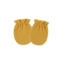 Ginger yellow newborn anti-scratch mittens with knit cotton ribbing and ruffled cuffs - Ginger (Elastic Anti-Scratch Mittens)