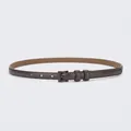 Slim genuine leather belt for women in dark coffee brown with a matte square pin buckle - Dark Coffee