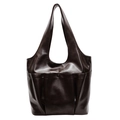 Deep brown large capacity leather hobo tote bag for daily commuting and casual style - Brown