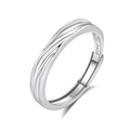 Adjustable S925 sterling silver couple ring with elegant minimalist wave texture design - FDJZ-153-Men's