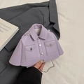 Creative purple jacket-shaped crossbody bag with silver buttons and metal chain strap - Purple