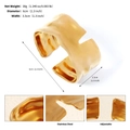 Adjustable golden stainless steel irregular wide cuff bracelet with 18K plating finish - Matte Textured Style (BS-J5557G)