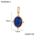 Oval gold-plated stainless steel pendant with blue natural stone inlay, size 1.8cm - Blue Lapis Lazuli