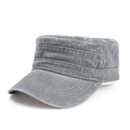 Detail of grey vintage washed cadet hat showing metal eyelets and fine stitching textures - Gray