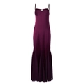 Detailed close-up of dark purple satin evening dress featuring a slim fishtail hem - S / Dark Purple