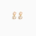 Dettaglio degli orecchini a stella placcati oro 18K con pietre rosa e cristalli chiari - Orecchini pendenti a stella con zircone rosa (EH00609)