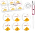 Beading elastic thread set with six clear rolls, pink scissors, and needles in a case - Transparent Thread Set with Scissors and Needles