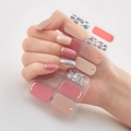 3D gold laser nail stickers in nude pink with metallic accents and colorful stone patterns - Nude Pink Gold Metal Crushed Stone Texture Style (DQ3-061)