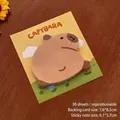 Cute capybara shaped sticky notes on landscape card, 30 sheets, 7.6x8.5cm office stationery - Looking Back Capybara / 30 Sheets/Pad