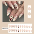 Almond press-on nails with clown face and star designs on beige base model BKSW353 - BKSW353 Clown Crying and Laughing Face