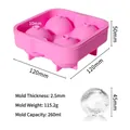 Molde de silicona rosa de 4 cavidades para esferas de hielo de 45 mm para el whisky - Bandeja de Hielo Esférica de Silicona de 4 Cavidades (Rosa) / Rosa