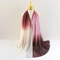 Detail of burgundy gradient chiffon scarf fabric texture on a mannequin display - Wine Red to Off-white Gradient (Style 7)