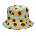 Detailed view of light blue sunflower pattern on a sun protection bucket hat fabric - M (56-58cm) / Sky Blue