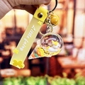 Cute yellow unicorn ice cream keychain with liquid glitter and Little Fairy strap - Ice Cream Unicorn-Yellow