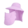 Purple outdoor sun hat with detachable face cover and neck flap for full protection - Purple