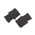 Close-up of dark grey chunky knit leg warmers with ribbed texture and wavy pattern - One Size / Dark Gray