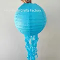 Blue jellyfish hanging paper lantern for mermaid theme party and ocean decoration - 25cm / Sky Blue