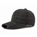 Dark grey plaid tweed baseball cap for outdoor sun protection with red and blue checks - Adjustable / Black