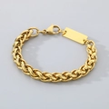 Pulsera de cadena de acero titanio dorado con placa rectangular lisa grabable - Pulsera de 8mm / Dorado