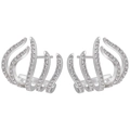 Modern 18K gold-plated multi-row ear crawlers with micro-pave cubic zirconia crystals - Silver VE652