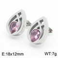 Boucles d'oreilles goutte en acier argenté avec zircons violets taillés en poire - Boucles d'oreilles en argent