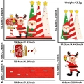 Detailed dimensions and components of the wooden Santa and reindeer tabletop decoration - Reindeer Santa Christmas Tree Style