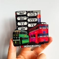 3D Hong Kong souvenir fridge magnet with Nathan Road sign and double-decker trams - (2) Hong Kong Road Sign - Wood