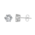 Minimalist S925 sterling silver stud earring with six-prong set round clear gemstone - Silver 6-Prong 7mm Stud (APE36-P-7mm)