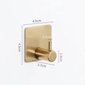 Brushed gold 304 stainless steel adhesive hook with square base 4.5x4.5cm - Square Straight Hook [Gold]