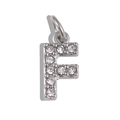 Silver finish letter F pendant with shimmering rhinestones for DIY necklaces - Letter F / Silver
