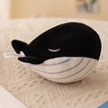 Cute black and white plush whale keychain with soft embroidery and striped belly detail - Black / 12cm