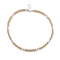 Goldperlenkette mit weißen Herzperlen und verstellbarem Metallverschluss für Damen - Gold Herz