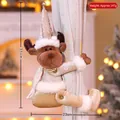 Fermatenda natalizio a forma di renna in peluche marrone con campanelli, 35x23cm - Alce