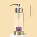 Glass lotion dispenser with Brazilian purple amethyst stones and silver pump head - Brazilian Amethyst
